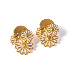 18k Gold Plated Stainless Steel Daisy Earrings