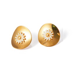 18k Gold Plated Stainless Steel Daisy Earrings