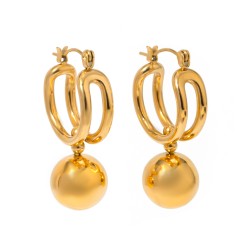 18k Gold Plated Stainless Steel Earrings Slideable Steel Ball Earrings